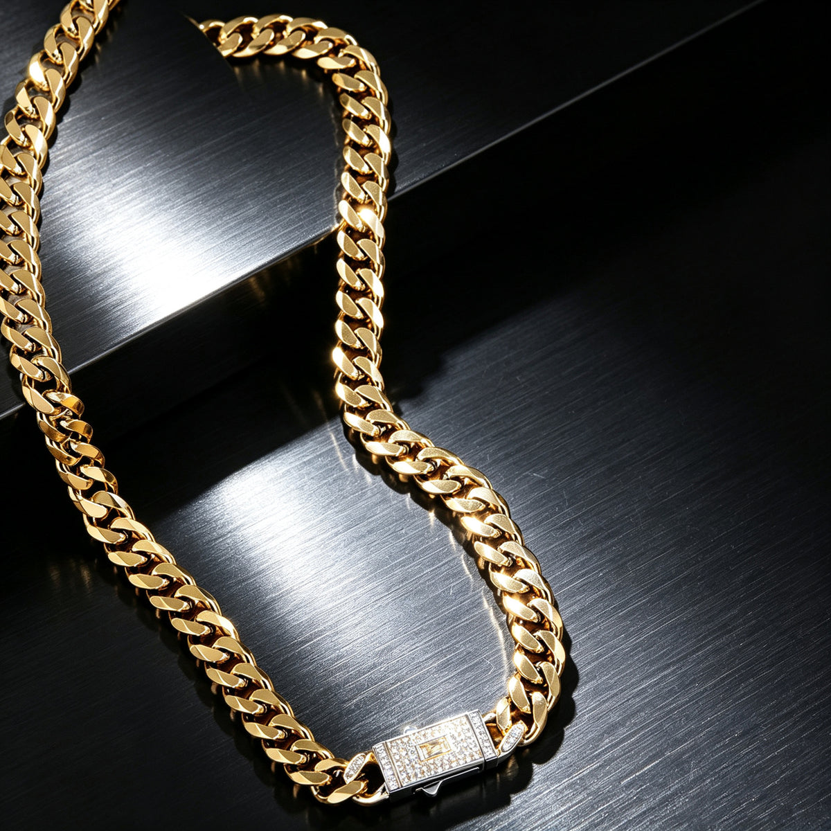 Geometric Cuban Link Jewelry Set - Gold Necklace
