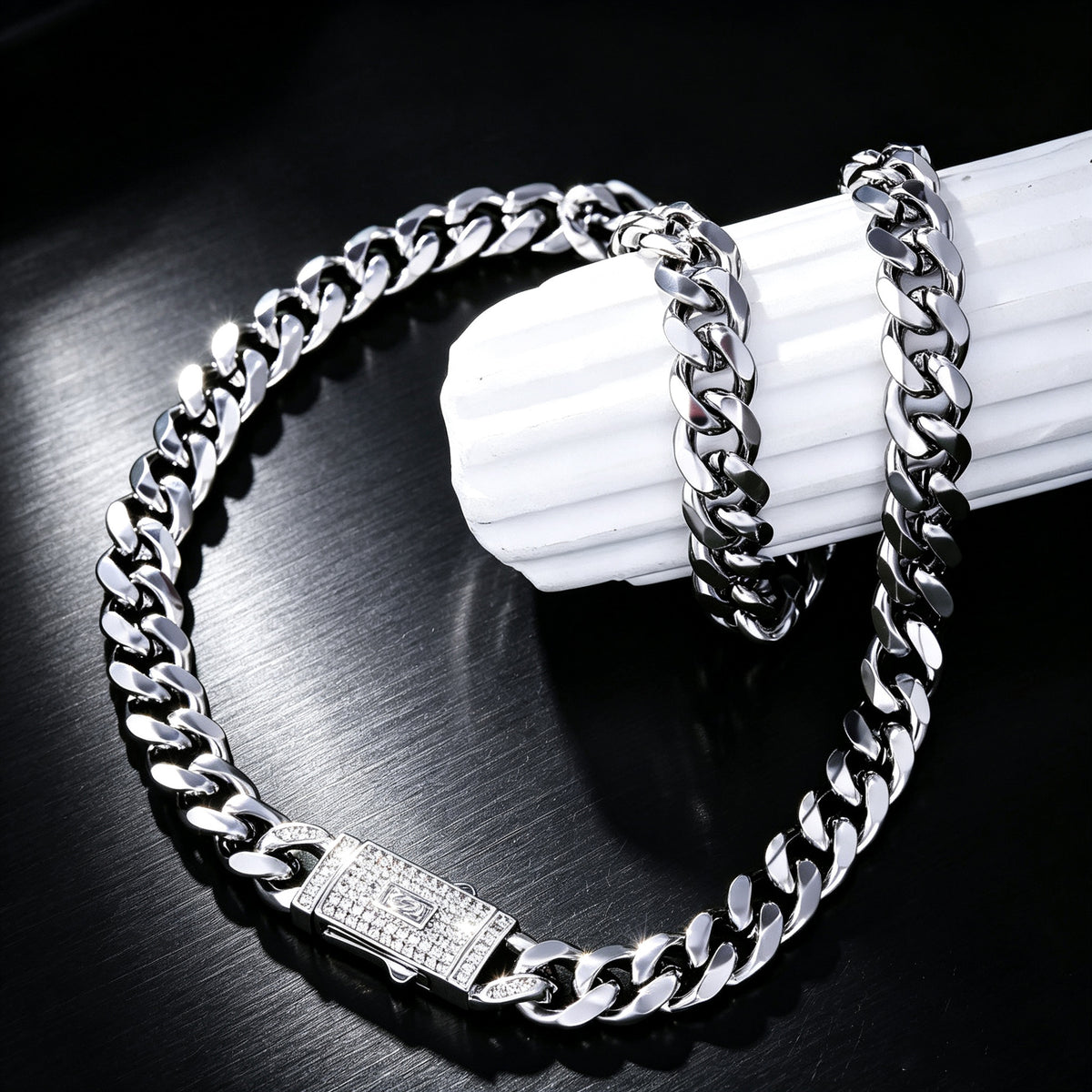 Unisex Cuban Link Gold Jewelry Set - Electroplated Gold Necklace, Silver Necklace & Bracelet