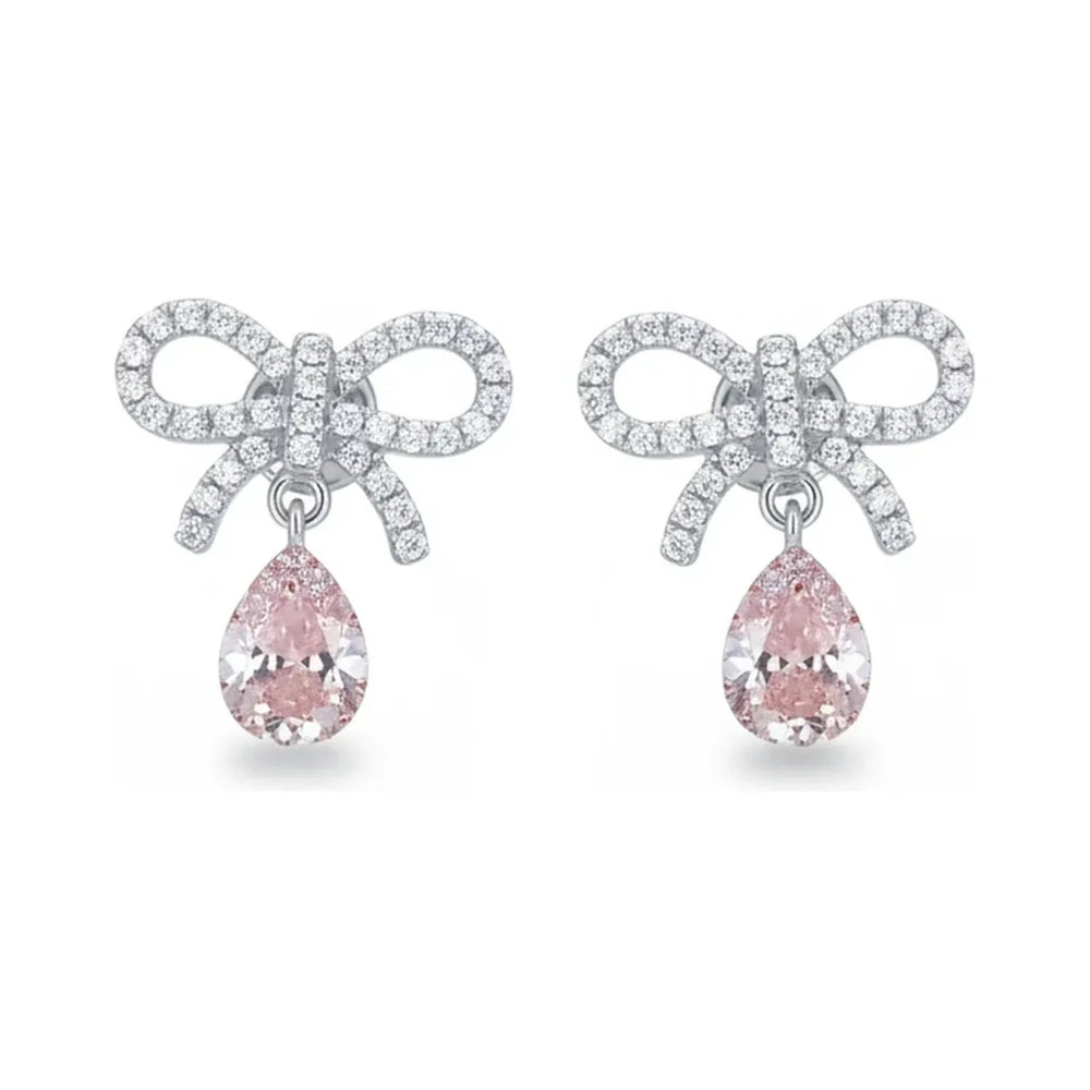Baojiali Bow Pave Diamond Stud Earrings