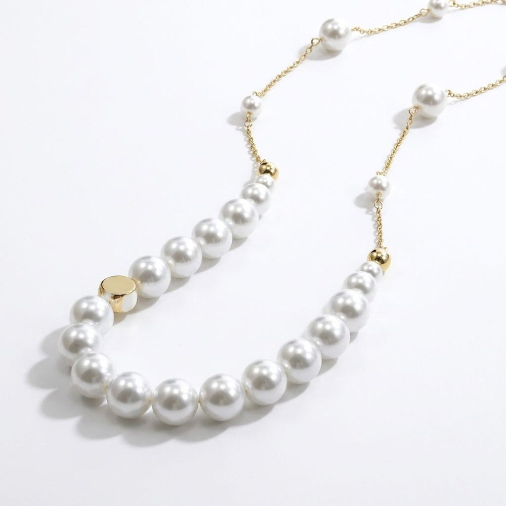 French Retro Faux Pearl Gold Chain Necklace for Women, 41-50cm — lifestyle