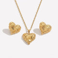Heart Pendant Long Necklace and Earrings for Women Set