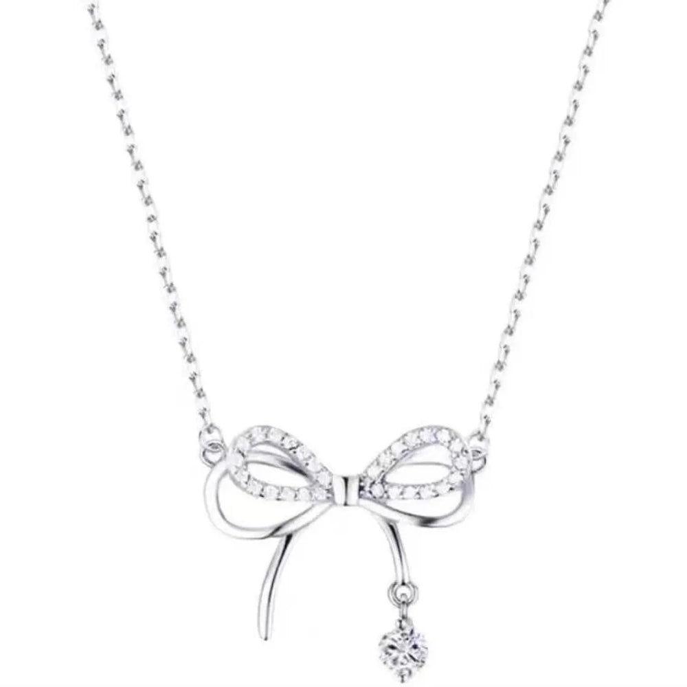 Junyi Double-Layer Teardrop Bow Necklace