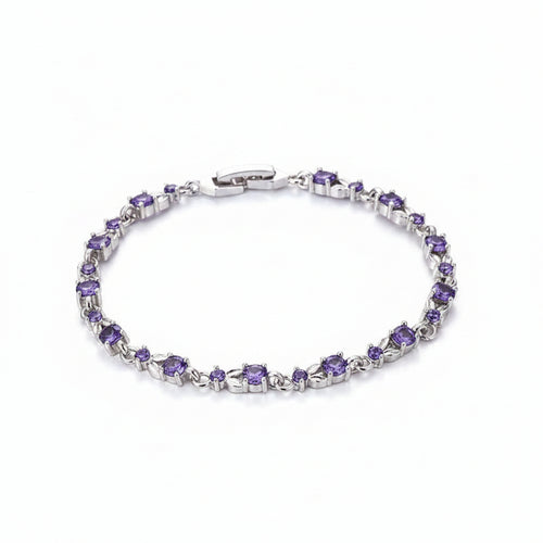 Linda's Look Amethyst Glow Zirconia Tennis Bracelet - 24 Graduated Purple Stones