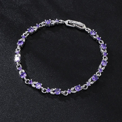 Linda's Look Amethyst Glow Zirconia Tennis Bracelet - 24 Graduated Purple Stones