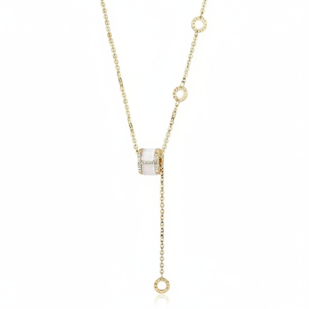 Linda's Look Hourglass Cat's Eye Pendant Necklace - Gold Tone Delicate Choker