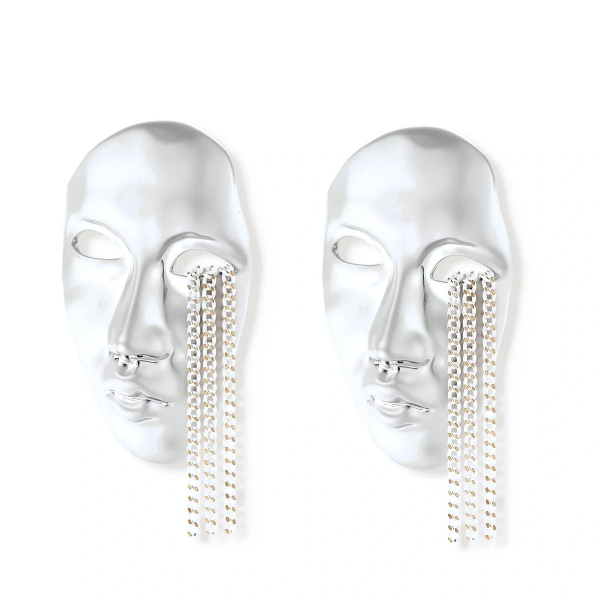 Linda's Look — Surreal Face Chain Earrings by Linda's Look