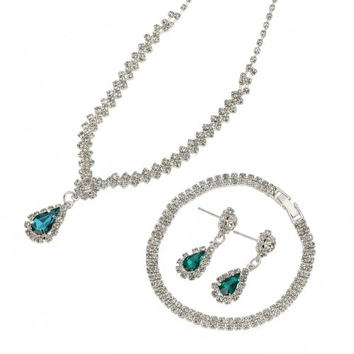 Minlang Bridal Drop Zircon Necklace & Earring Set