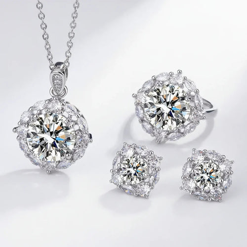 Princess Square Diamond Zircon Set — Earrings, Necklace & Ring