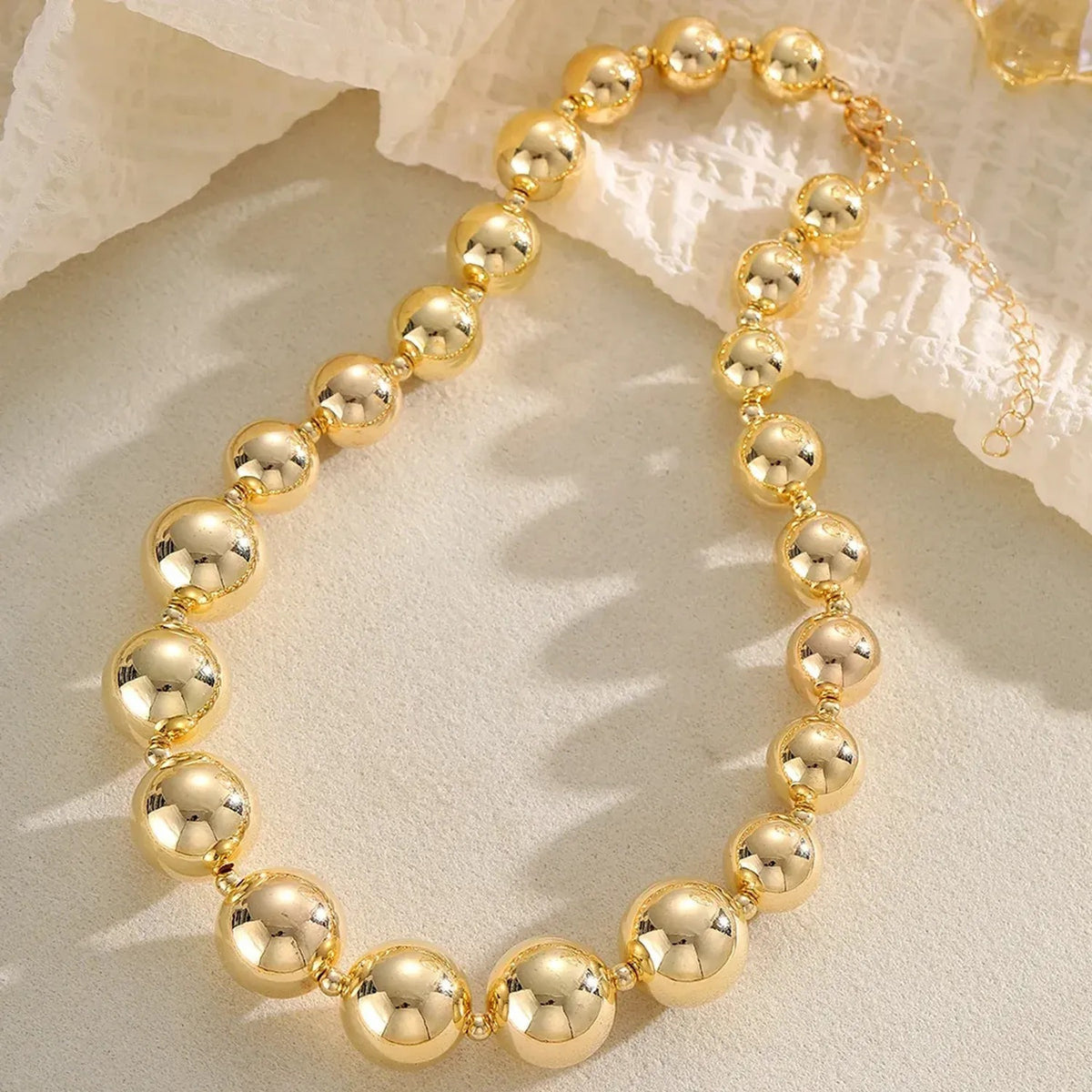 Unisex Gold Plated Metal Bead Collarbone Necklace Jewelry Y2K Spliced Choker Chain