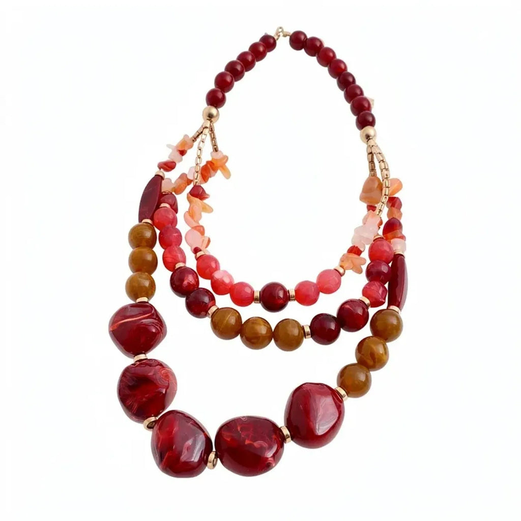 Resin Agate Beaded Collarbone Gold Necklace Women - Geometric Necklaces for Women
