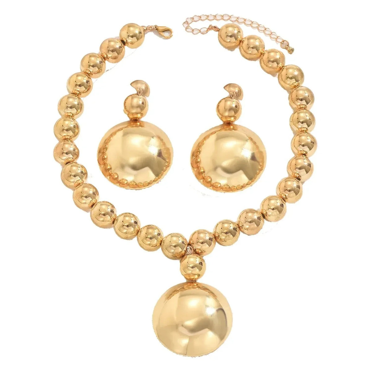 Geometric pendant necklace and earrings jewelry set