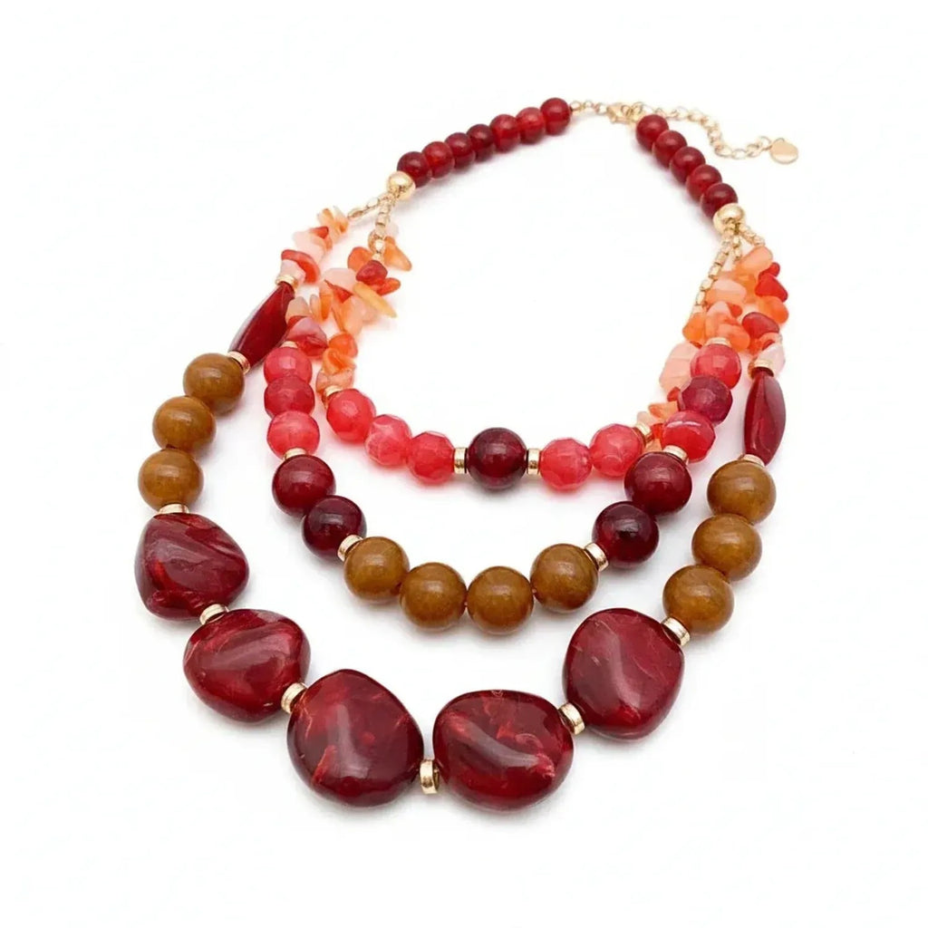 Resin Agate Beaded Collarbone Gold Necklace Women - Geometric Necklaces for Women