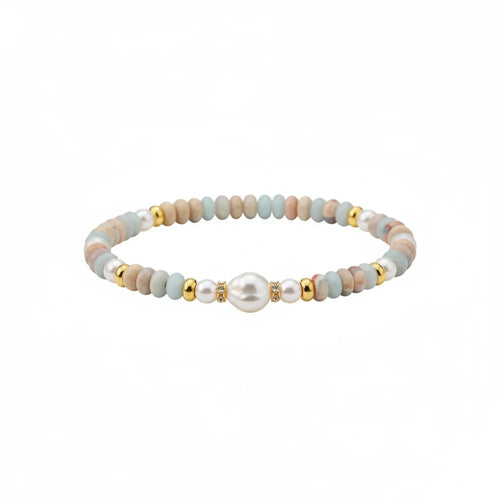 Shoushan Stone & Freshwater Pearl Double-Layer Bracelet