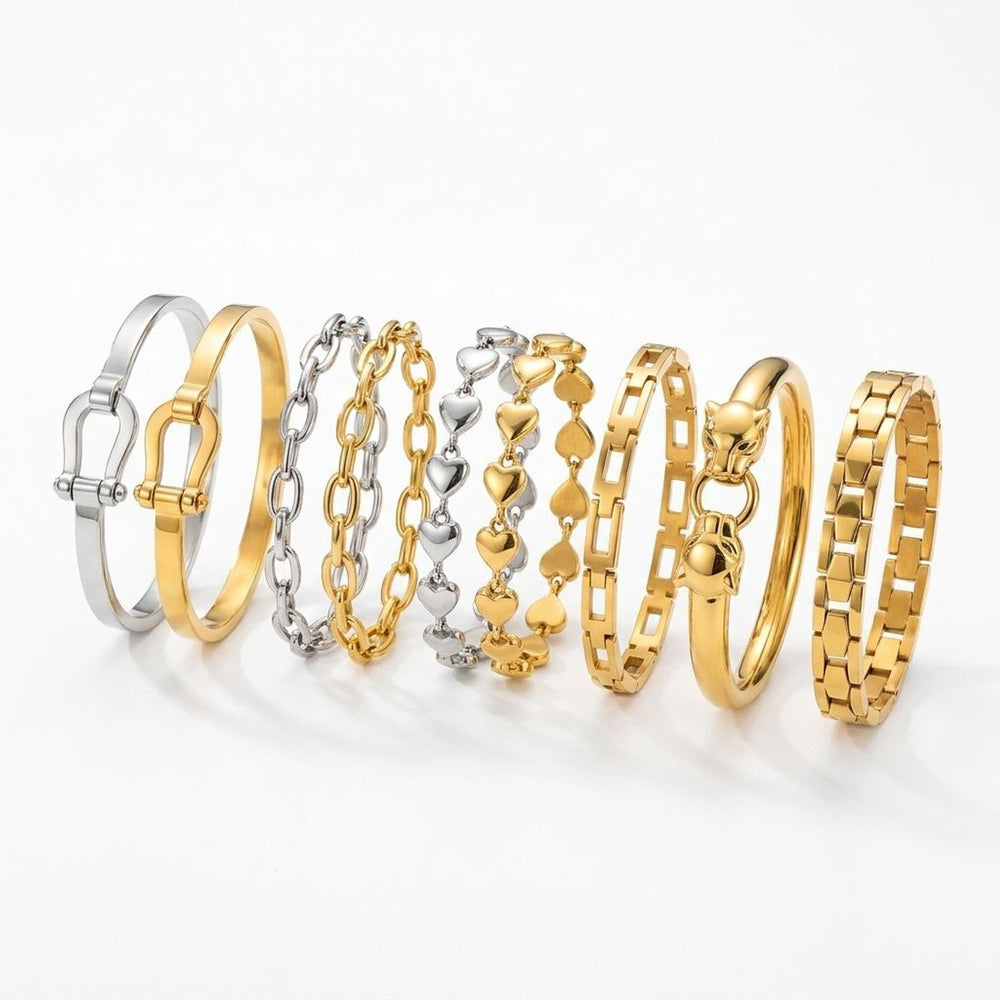 Stainless Steel Geometric Gold Bracelets for Women - Gold Jewelry — all variants