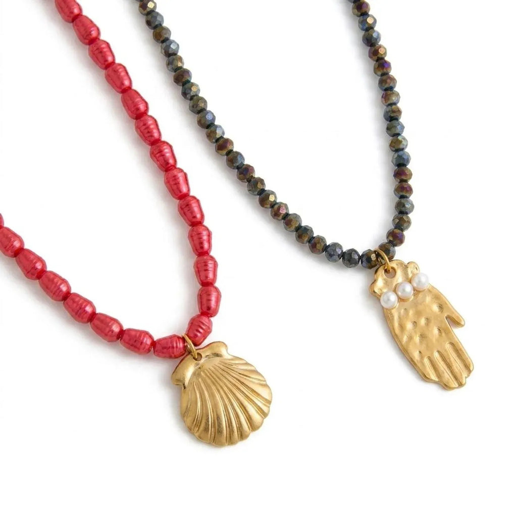 Stainless Steel Ocean Shell Beaded Necklace Jewelry
