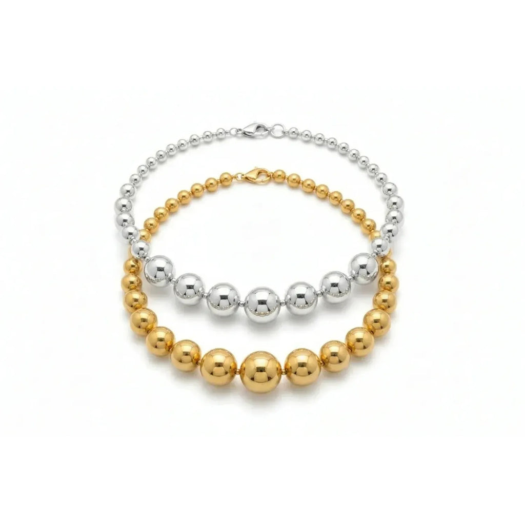 Unisex Gold Plated Metal Bead Collarbone Necklace Jewelry Y2K Spliced Choker Chain