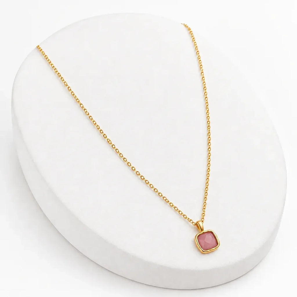 Vintage Natural Tourmaline Beaded Clavicle Necklace - Electroplated Gold Chain Gold Necklace Women