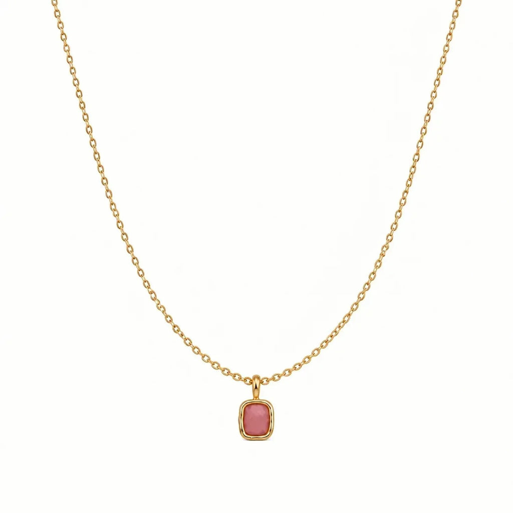 Vintage Natural Tourmaline Beaded Clavicle Necklace - Electroplated Gold Chain Gold Necklace Women