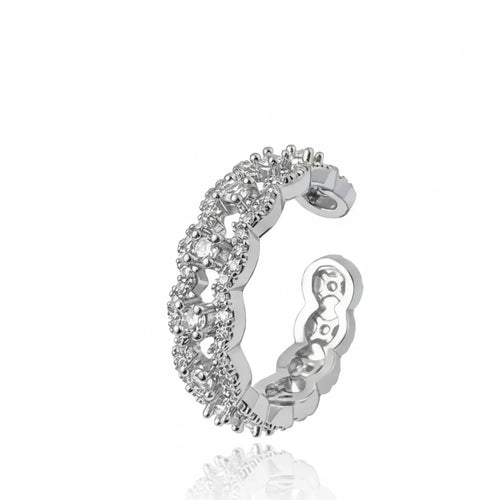 White Lace Full Diamond Hollowed Zircon Ring — Unisex